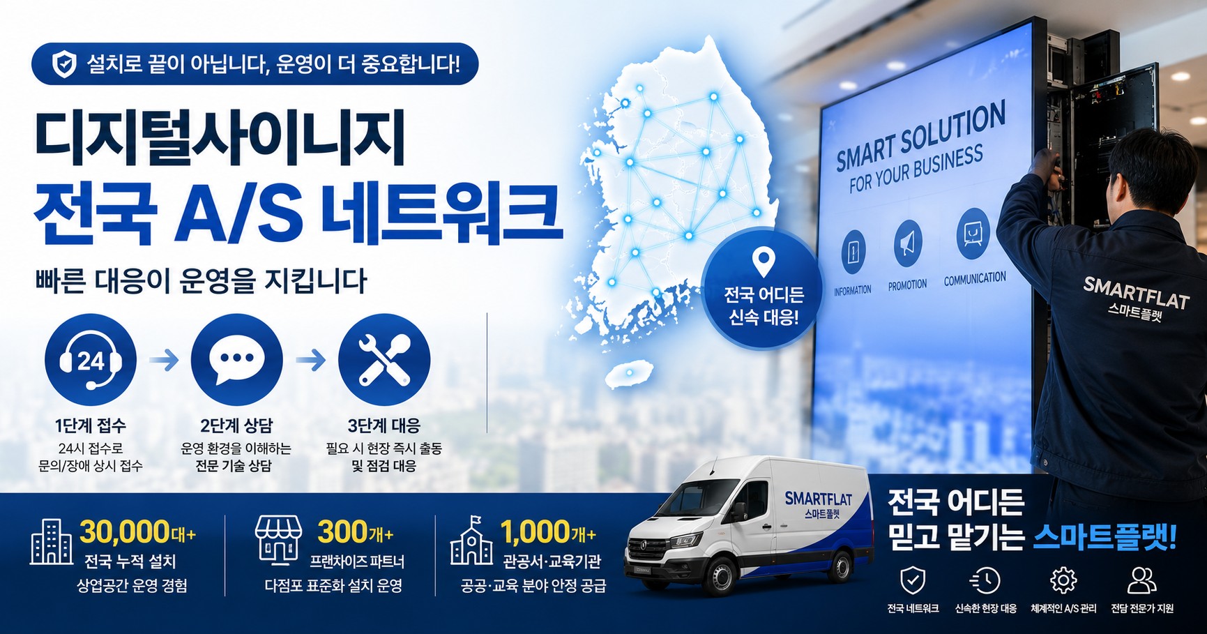 디지털사이니지, 설치보다 중요한 건 A/S입니다 - 전국 설치와 사후관리 네트워크