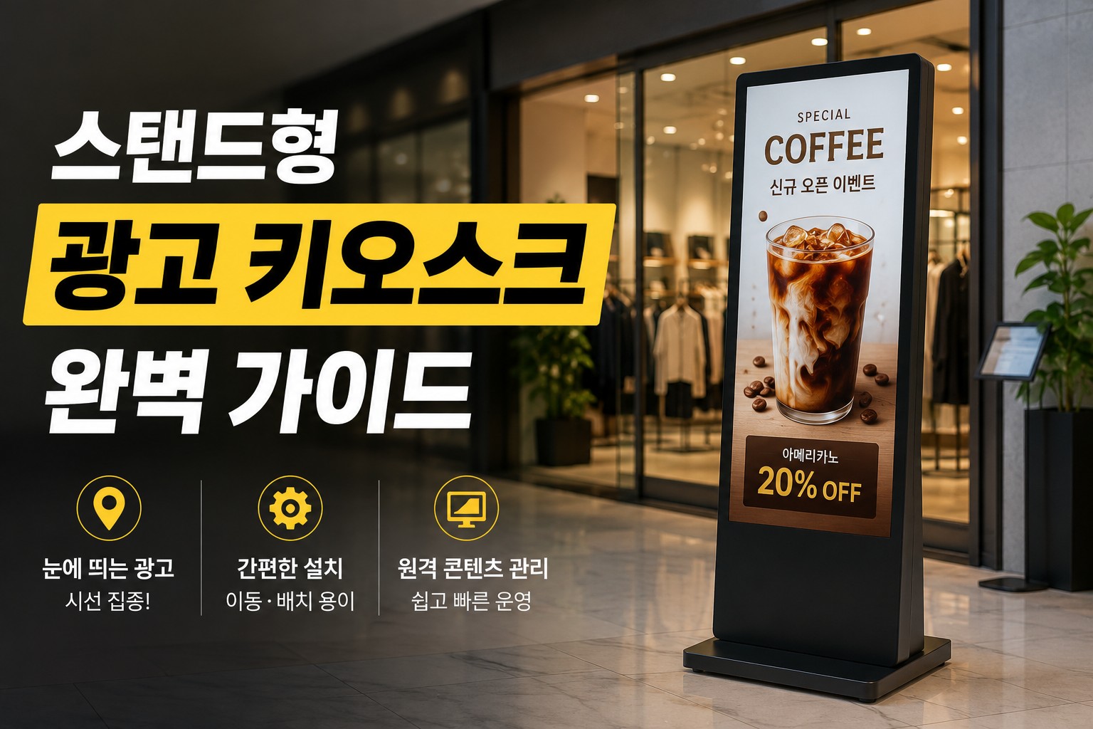 스탠드형 광고 키오스크, 매장 앞 시선을 잡는 법 - 설치부터 콘텐츠 운영까지