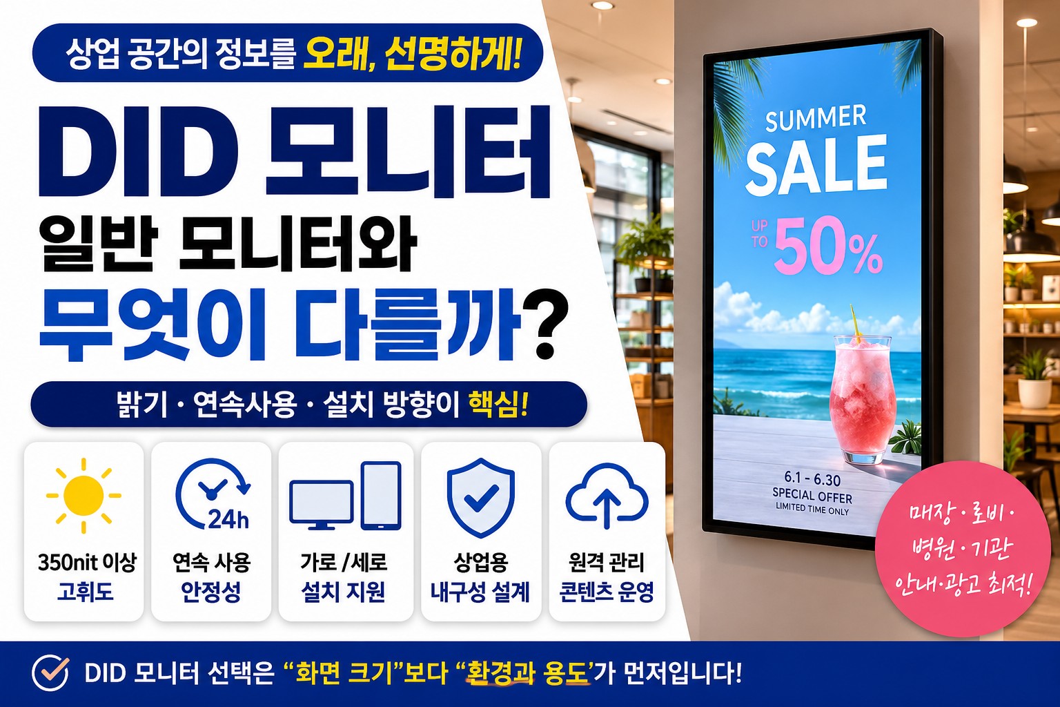 DID 모니터, 일반 모니터와 무엇이 다른가요? 밝기부터 연속 사용까지 선택 기준 정리